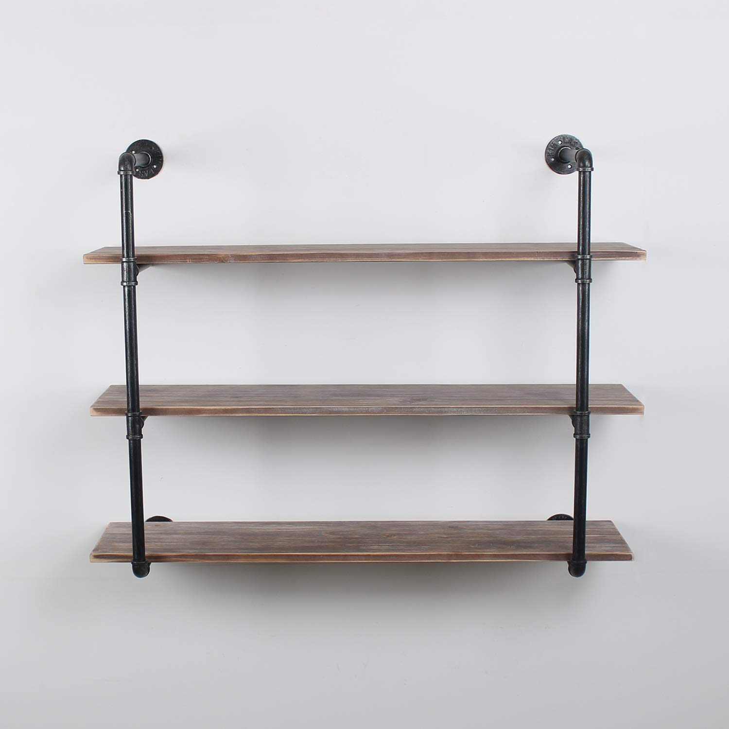 MBQQ Industrial Pipe Shelves with Wood 3Tiers,Rustic Wall Mount Shelf