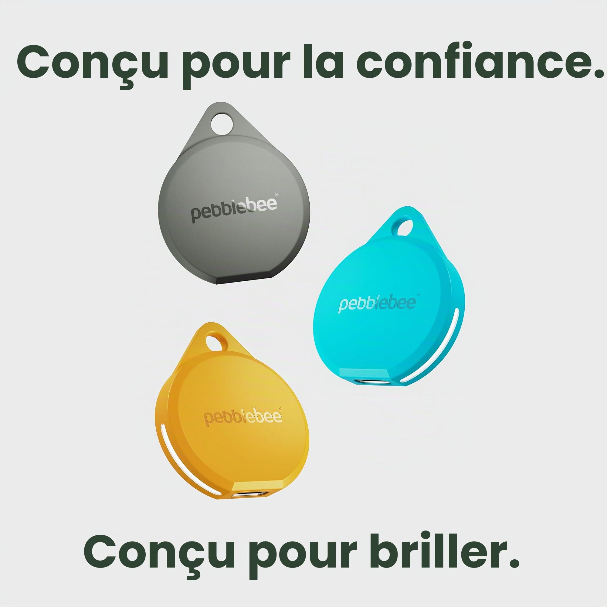 Pebblebee Clip 5 | Étiquette de suivi Bluetooth rechargeable pour clés et sacs | Alternative aux traqueurs Air Tag et Android | Sirène 130 dB, LED stroboscopique lumineux, batterie de 12 mois, mode de