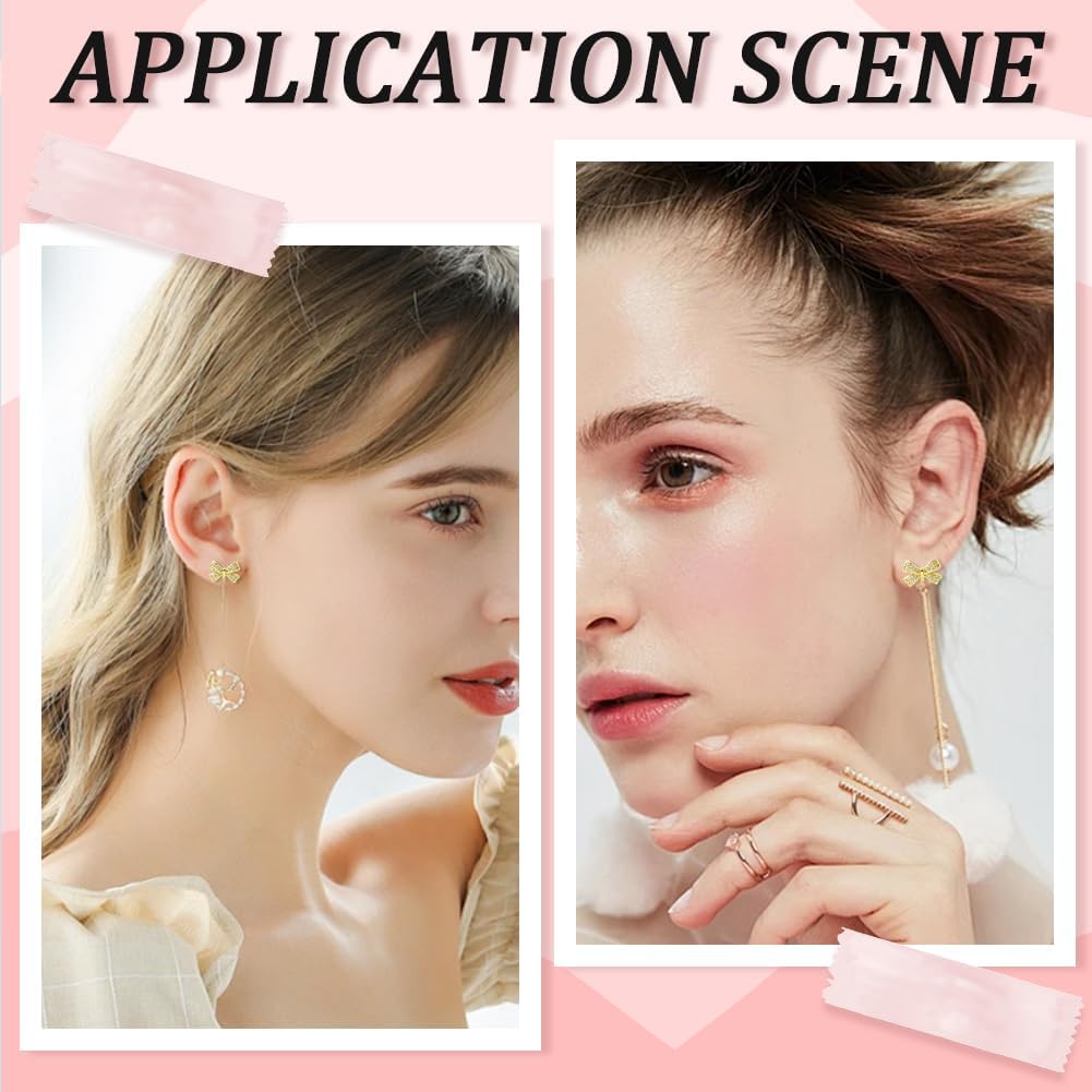 SUNNYCLUE 1 Box 10 Sets Real 18K Gold Plated Bow Earring Posts with Loop Elegant Shiny Bowknot Cubic Zirconia Rhinestone Stud Earring Findings for Jewelry Making Accessories Women Adult DIY Crafts - Image 6