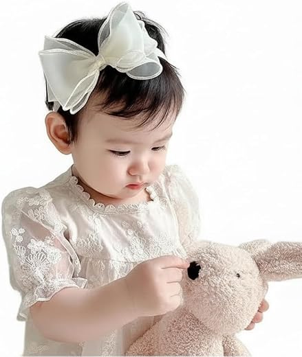 EvoNest Off-White Bow Applique Headband | Classic &amp; Stylish Baby Girls (6-12M) Hair Band Hair Accessory (Off White)