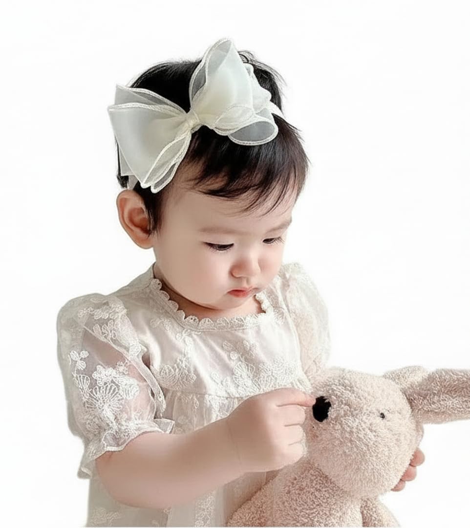 EvoNest Off-White Bow Applique Headband | Classic & Stylish Baby Girls (6-12M) Hair Band Hair Accessory (Off White) - Review, Price and Buying Guide