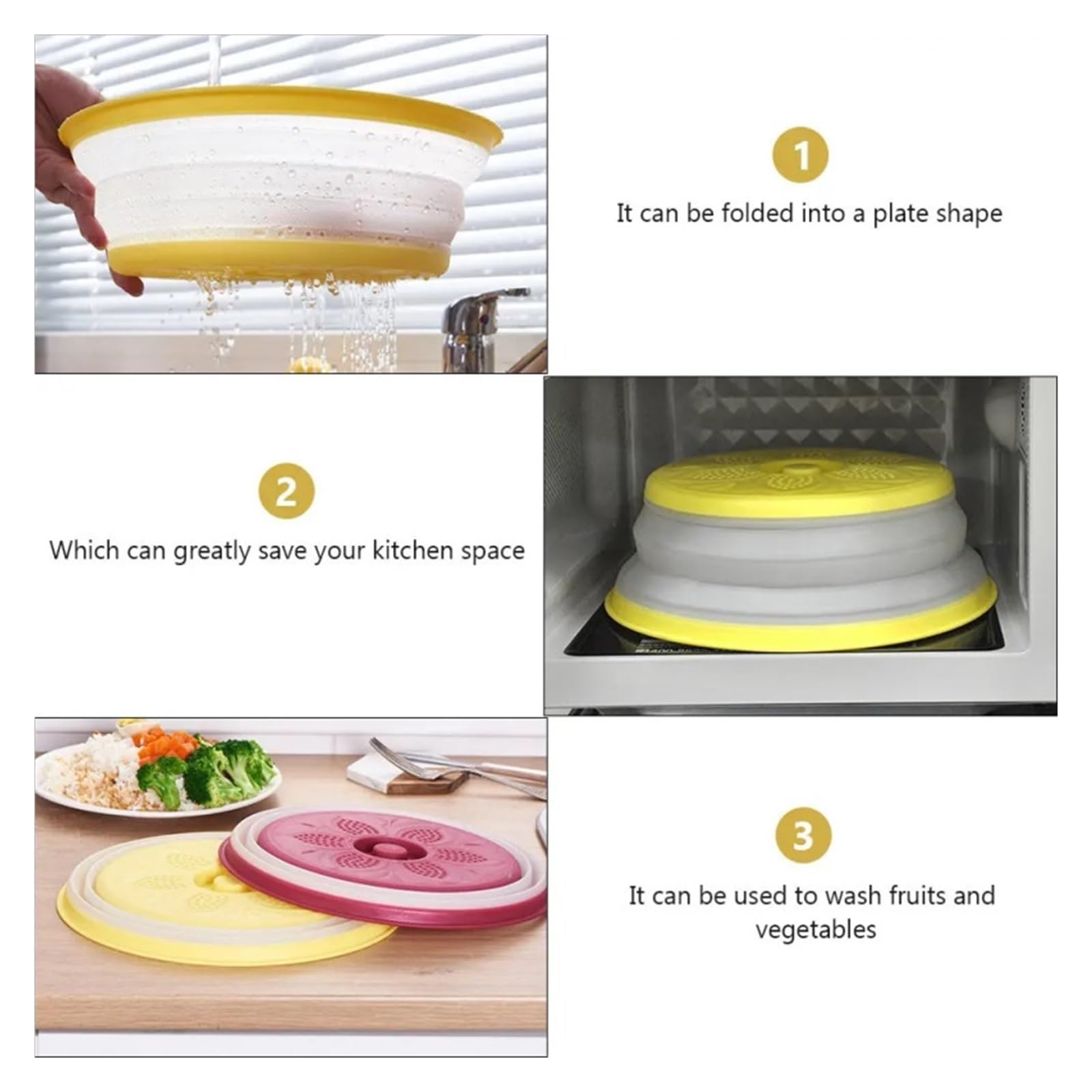 2 Pezzi Pieghevole Coperchio For Microonde Coperchio Riscaldante For Alimenti Coperchio Di Sfiato Vapore Anti-spruzzi For Piatti Ciotole Piatti Cestino