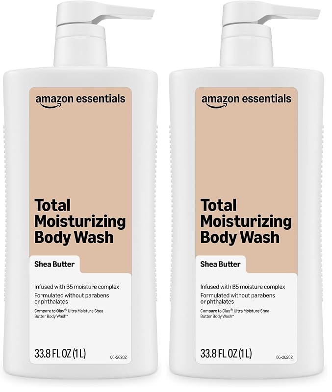 Sabonete líquido corporal Amazon Essentials com manteiga de karité, 2 frascos de 1.000 mL