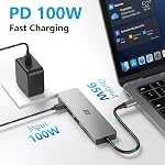 B3 USB C to 4K HDMI Adapter for MacBook Pro Air, 6 in 1 USB-C Digital AV Multiport Dongle Adaptor with USB3.0&2.0/SD/TF Card Reader Slot Port for Mac M3 M2 M1 iPad Pro& Other Type C Devices
