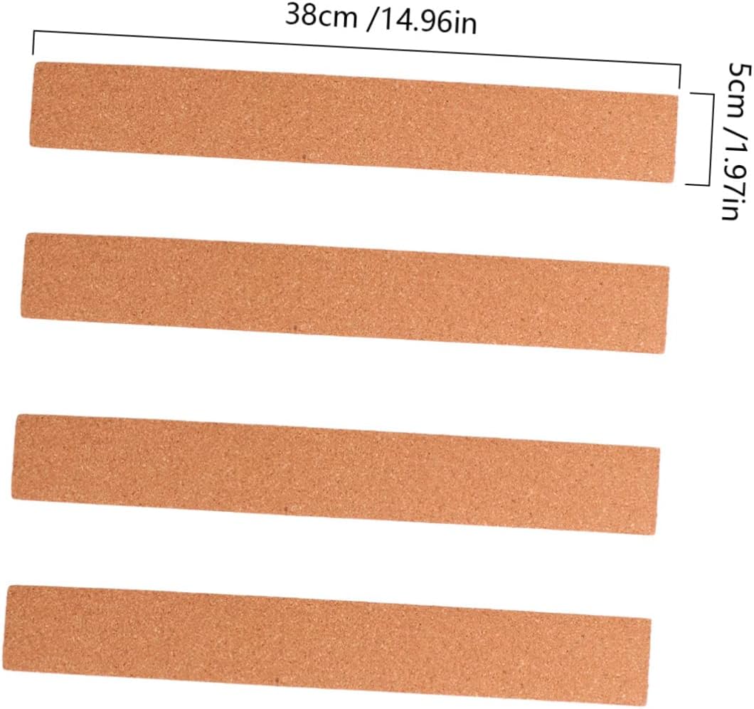 4Pcs Natural Cork Bulletin Bar Strips with Pushpins Frameless Cork Board for Office Home Classroom Restaurant Decor Cork Strips for Photos Menus