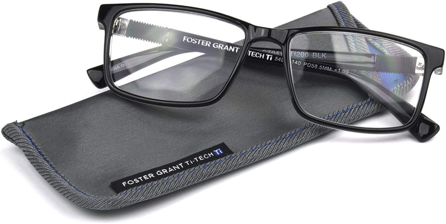 Foster Grant men's Ti Tech Black Reading Glasses,