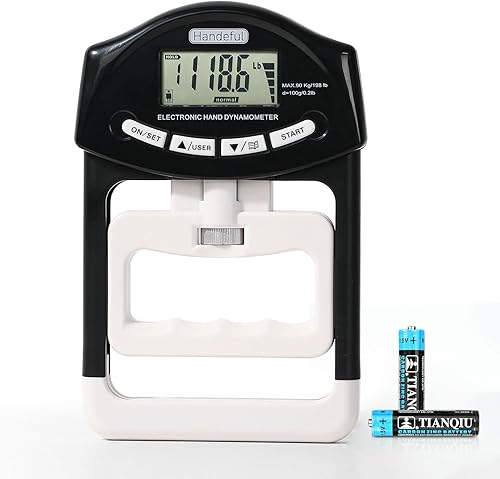 Handeful Probador de fuerza de agarre, dinamómetro digital para medición manual, captura automática de antebrazo, potencia de dedo electrónica, 198