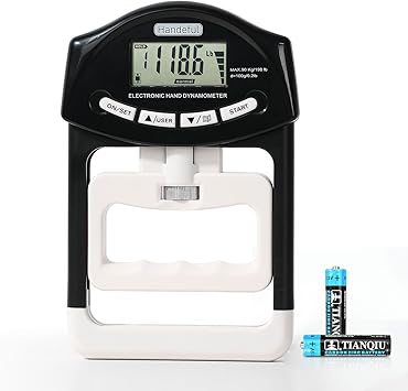 Handeful Grip Strength Tester Trainer - Dynamometer Handgrip Measurer Meter, Handheld Strengthener Exerciser for Sports, School, and Home Use 198Lbs / 90Kgs