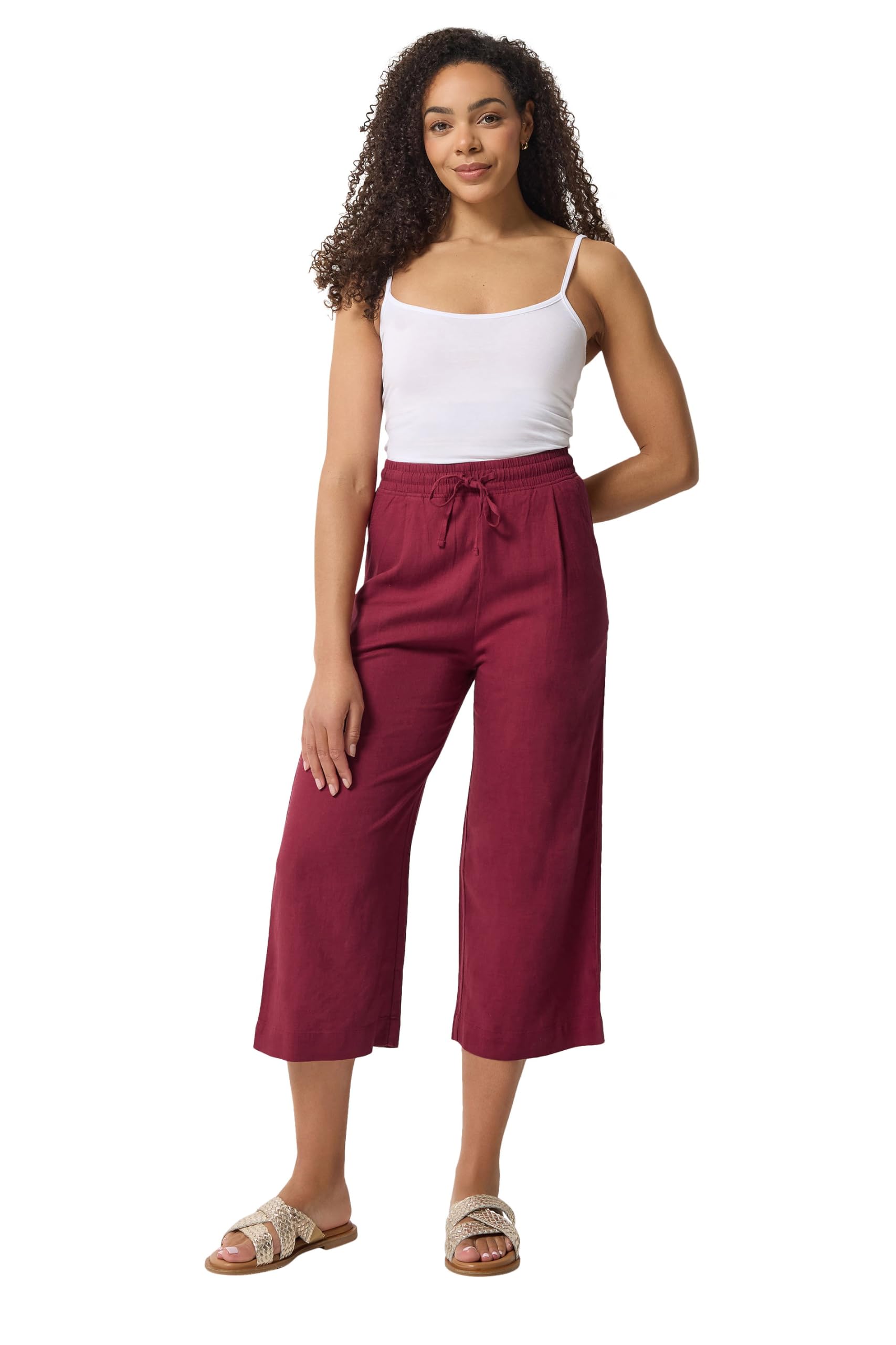 M&Co - Women's Culottes - Linen - 16L - Wine