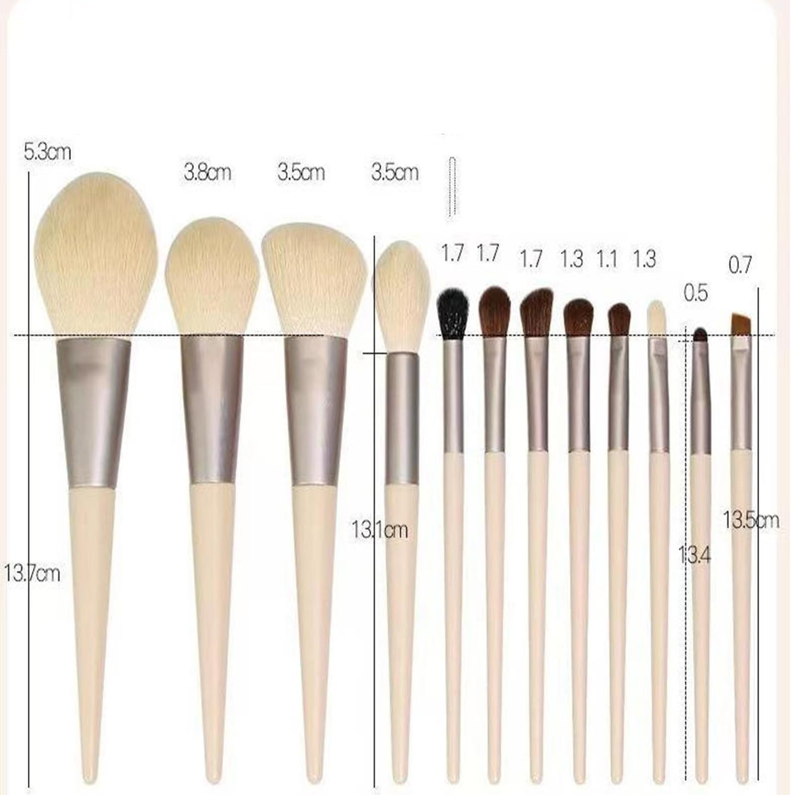 Juego de Brochas de Maquillaje Set de maquillaje 12 piezas: sombra ojos suave, polvo, rubor, corrector, brocha para Viajes