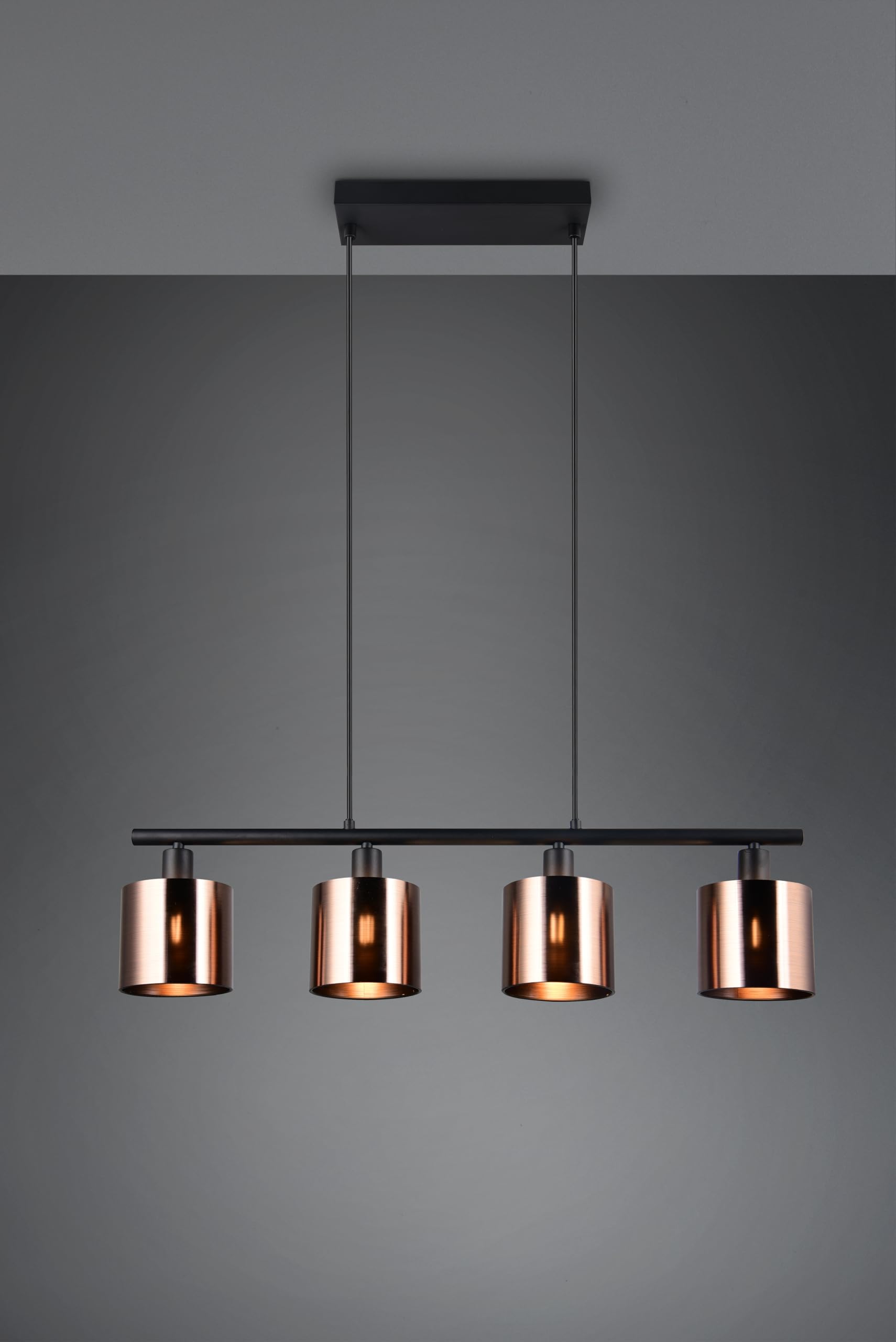 RL LIVE YOUR LIGHT R36304064 - Lámpara LED colgante Jason, metal negro mate, pantallas de plástico color bronce, excl. 4x E14