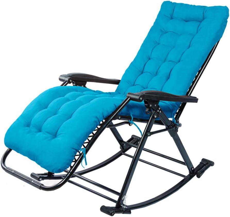 Recliner Chair Rocking Chair with Padded Cushion for Adults in Living Room Folding Lightweight | Outdoor Garden Reclining Patio Chairs Sun Lounger Chair, Blue