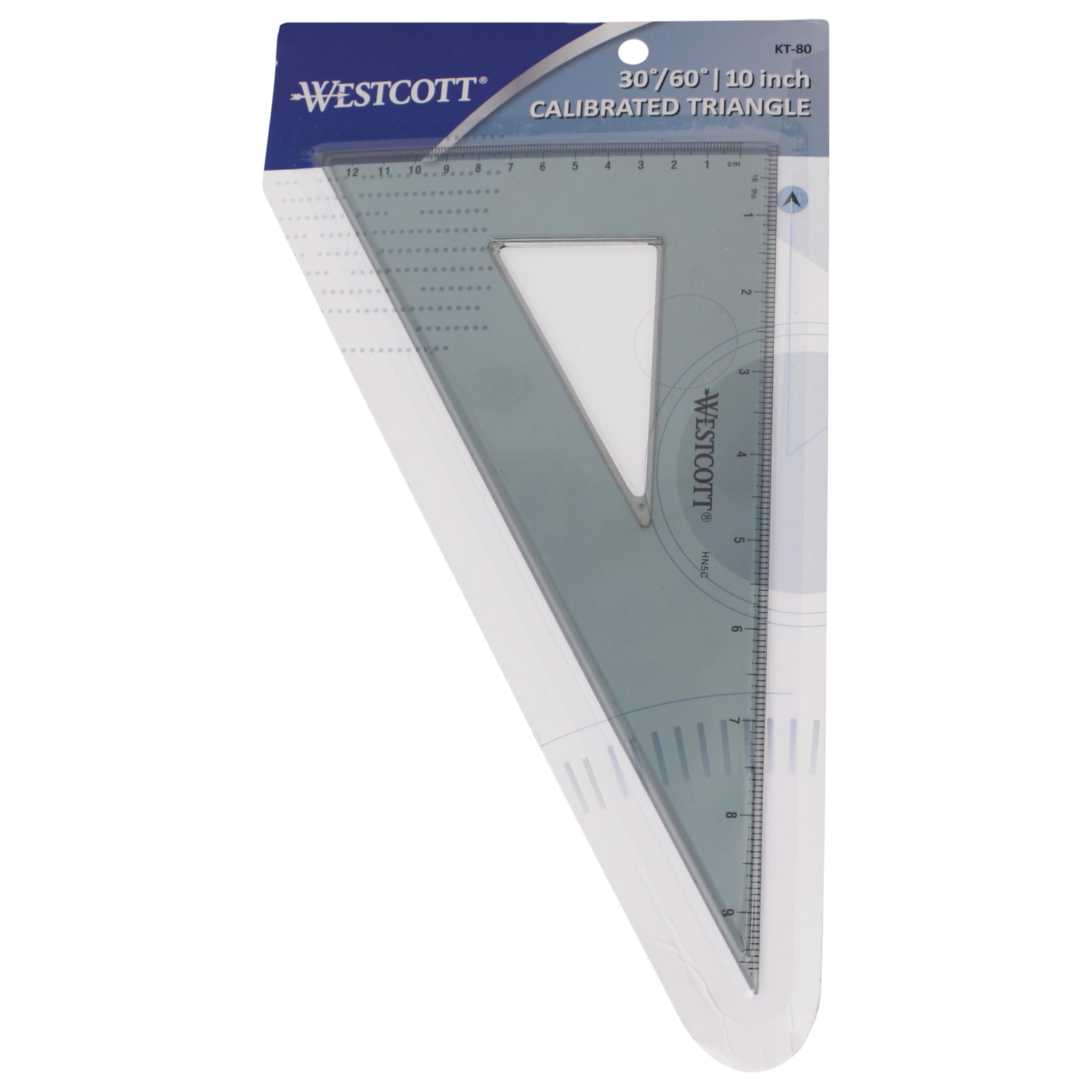 Westcott Dreiecks-Set, 25,4 cm, 30/60/90, transparentes Acryl mit Aussparung in der Mitte, 12er-Pack (KT-80)