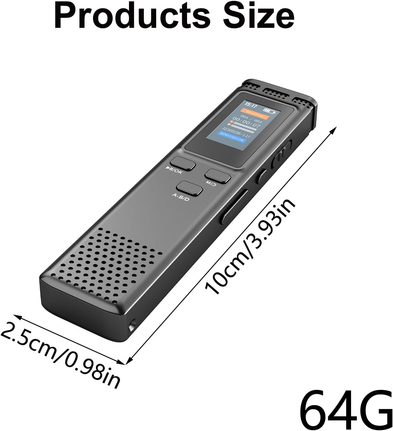 8/32/64GB Portable Digital Voice Recorders with Noise Reduction, USB Charging, MP3 Playback for Lectures and Meetings