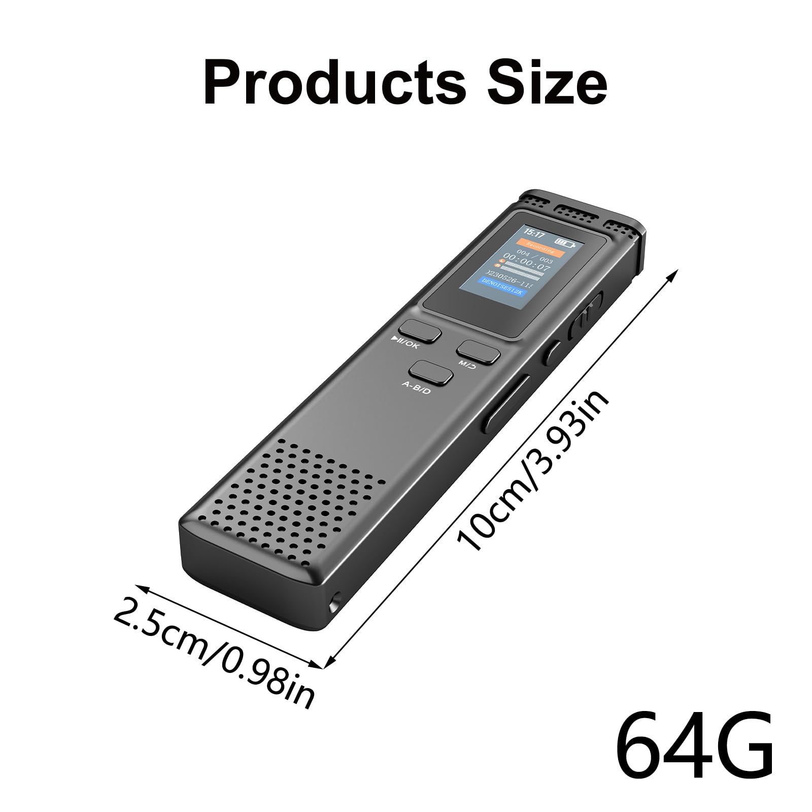 Grabadoras de voz digitales portátiles de 8/32/64 GB con reducción de ruido, carga USB, reproducción de MP3 para conferencias y