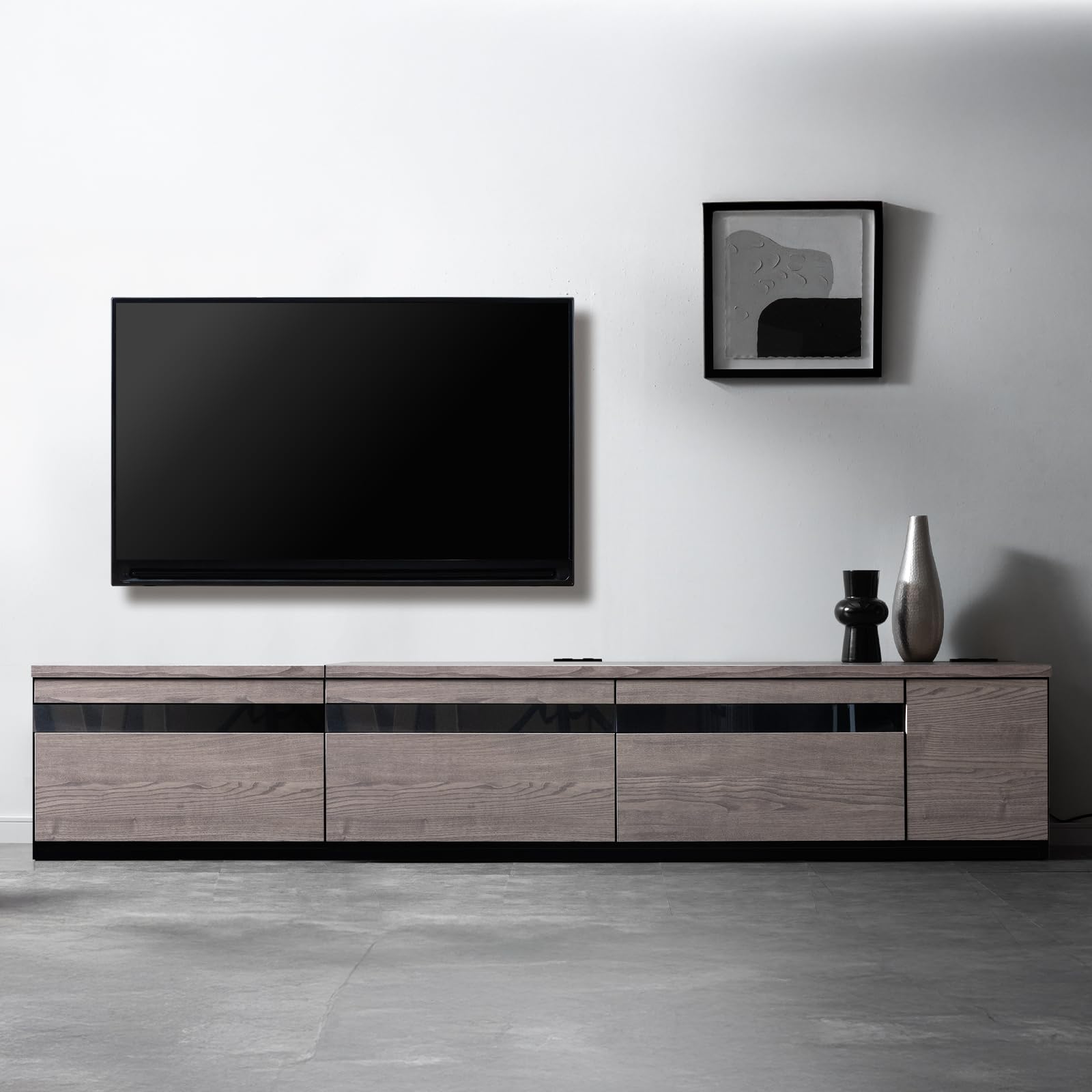 JASPER　テレビ台　BK/DBR/NA/WH Amazon｜タンスのゲン テレビ台 幅210cm【120+90cm】 完成品 2口