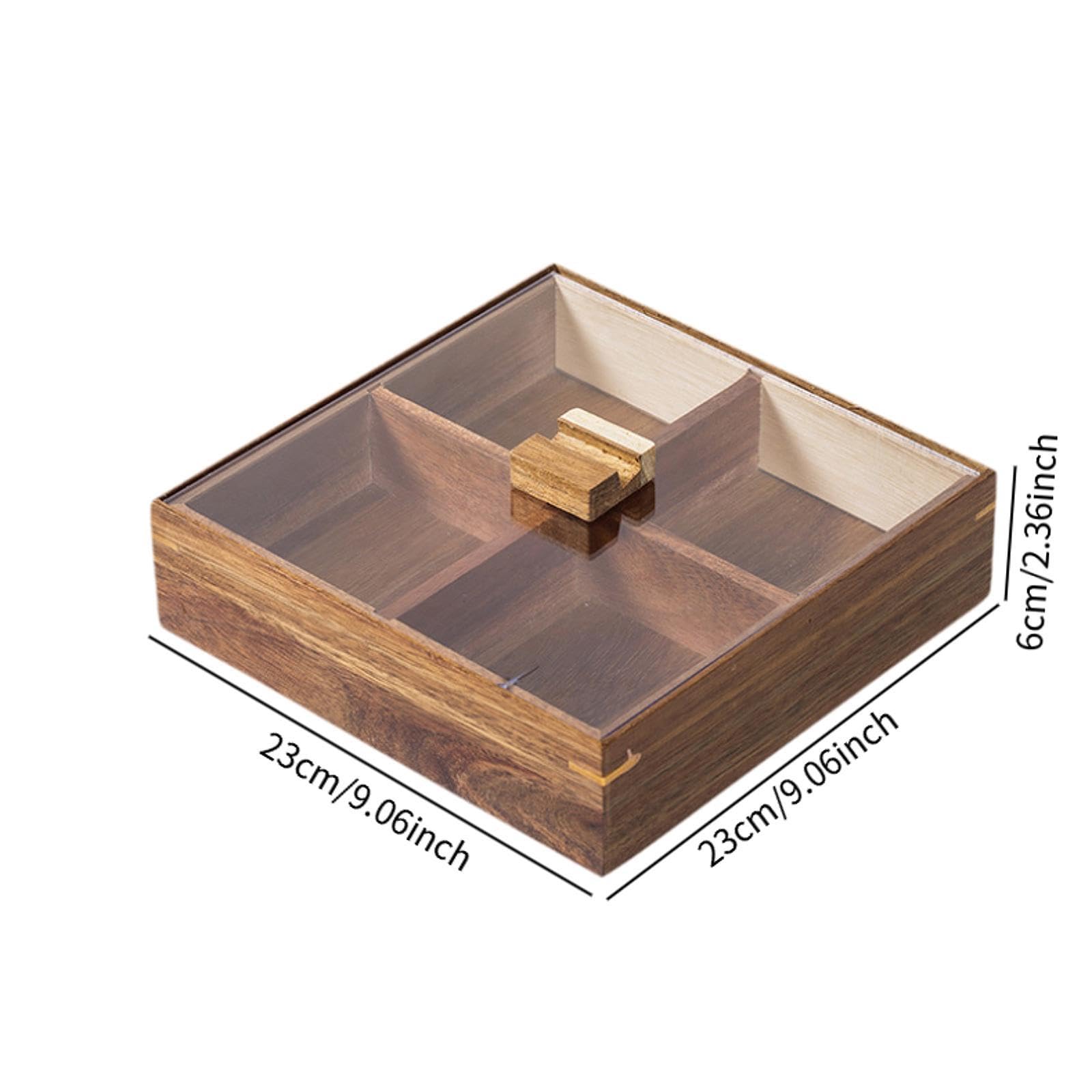The Style Sutra Divided Serving Tray Wood Veggie Tray Candy Bowl
