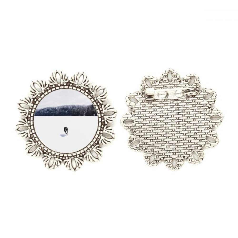 Broche de perro con acabado plata flor y cristal protector M 4