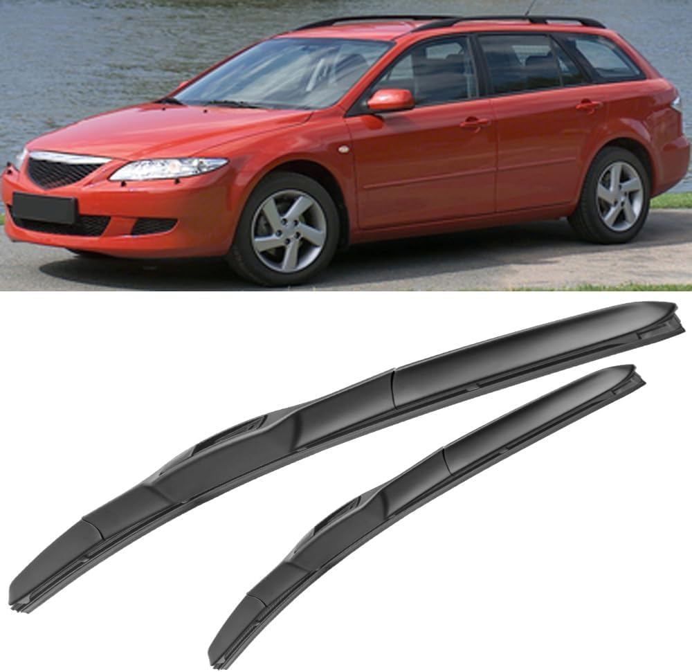 RESKIU Car Front Windshield Wiper Blade Set Replacement for Mazda 6 Wagon 2002-2007, All Season Windscreen Wipers Quiet Easy Installation