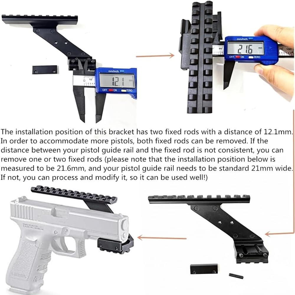 Aluminium 21mm Picatinny Rail Mount for Pistol Sight Mounts with Front Accessory
