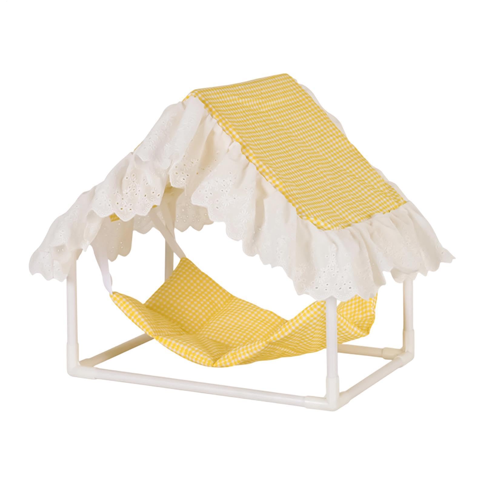 Cama para hámsters de madera con hamaca a cuadros de 8 pulgadas