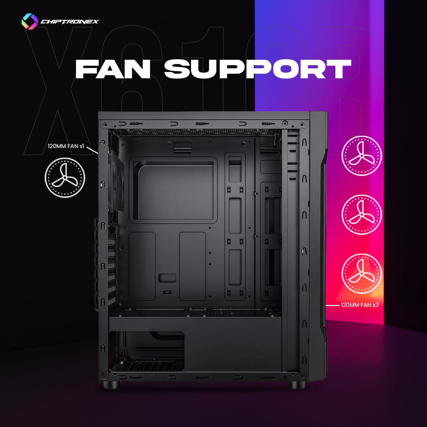 Buy CHIPTRONEX X610B Mid Tower ATX Gaming USB 3.0 with Bottom