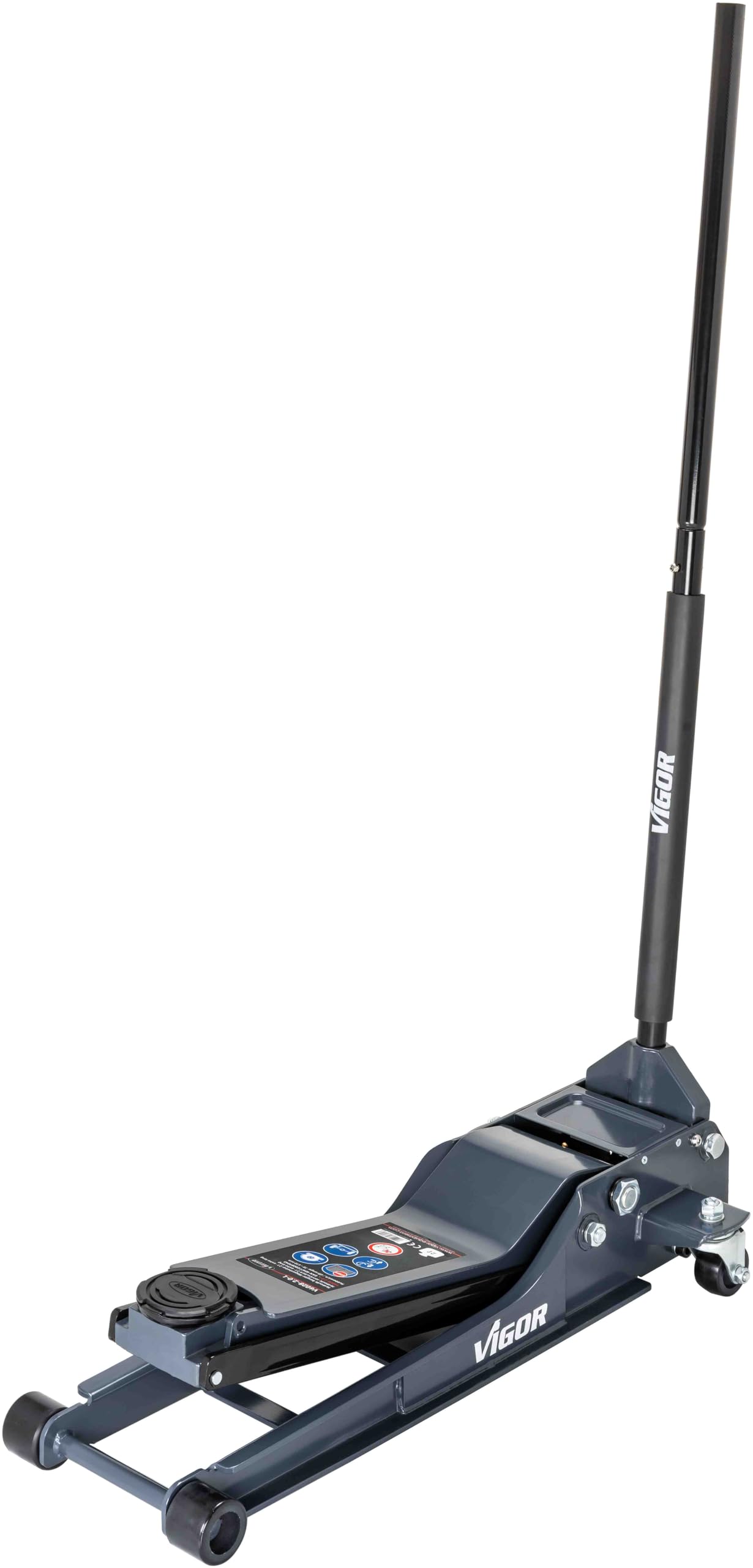 VIGOR Hydraulik Rangier-Wagenheber, 2 Tonnen, extra lang, V6028-2.0-L | 45800 g, Für Fahrzeuge mit größerem Radstand oder schwer zugänglichen Aufnahmepunkten, Netto-Gewicht (kg): 45.8 kg