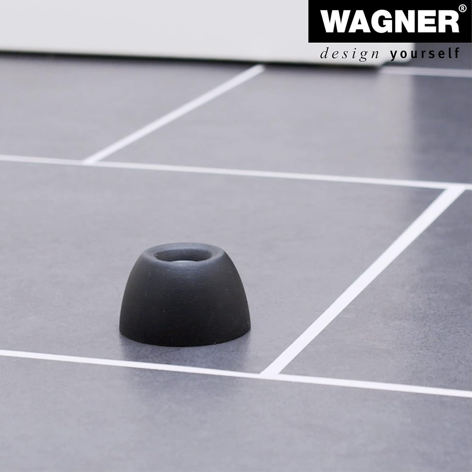 WAGNER Doorstop Outdoor- Ø 50 x 30 mm, Black Design Buffer Made of Solid Rubber, to be Screwed on Floors, mounting Material Included - 15520011