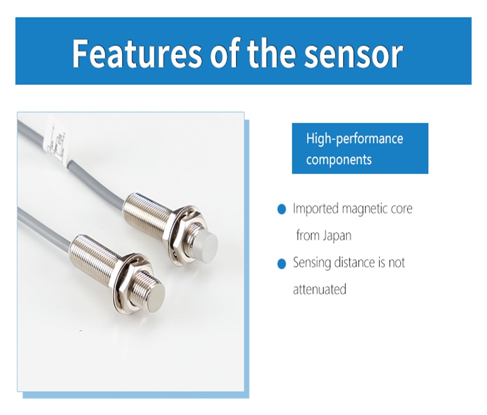 Sensor PNP NPN M12 DC 10-30 V, Interruptor de proximidad inductivo cilíndrico no enrasado, Sensor de proximidad de Alta precisión y Larga Distancia(M12 Non-Flush 8mm PNP NO)