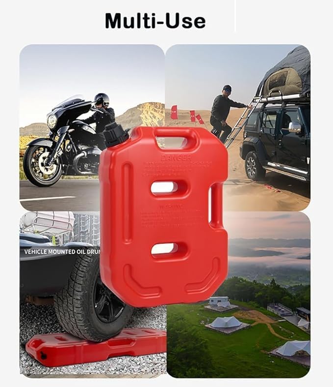 Azad 4wd 10 Liter Slim Fuel Plastic Jerry Can (Red) with Plastic