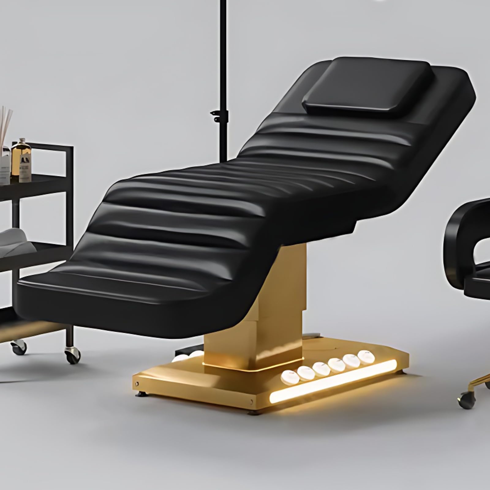 Massage Table-Electric Massage Table with Black High-End Luxury Style Facial Beauty Bed Includes Smart Lifting Adjustment Breathing Hole
