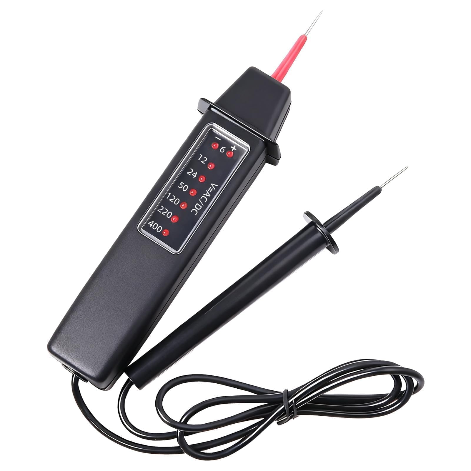 Comprobador de Tension Bipolar 6v - 400V (AC)/ 6v - 500V (DC) Comprobador de Corriente Buscapolos Electricista Probador de Voltaje LED sin Batería Detector de Voltaje Profesional