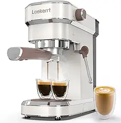 Máquina de café espresso para casa, 20 bar, com espumador de leite, cânula de vapor, cafeteira pequena compacta para latte e cappuccino (branco pera, aço inoxidável, presente)
