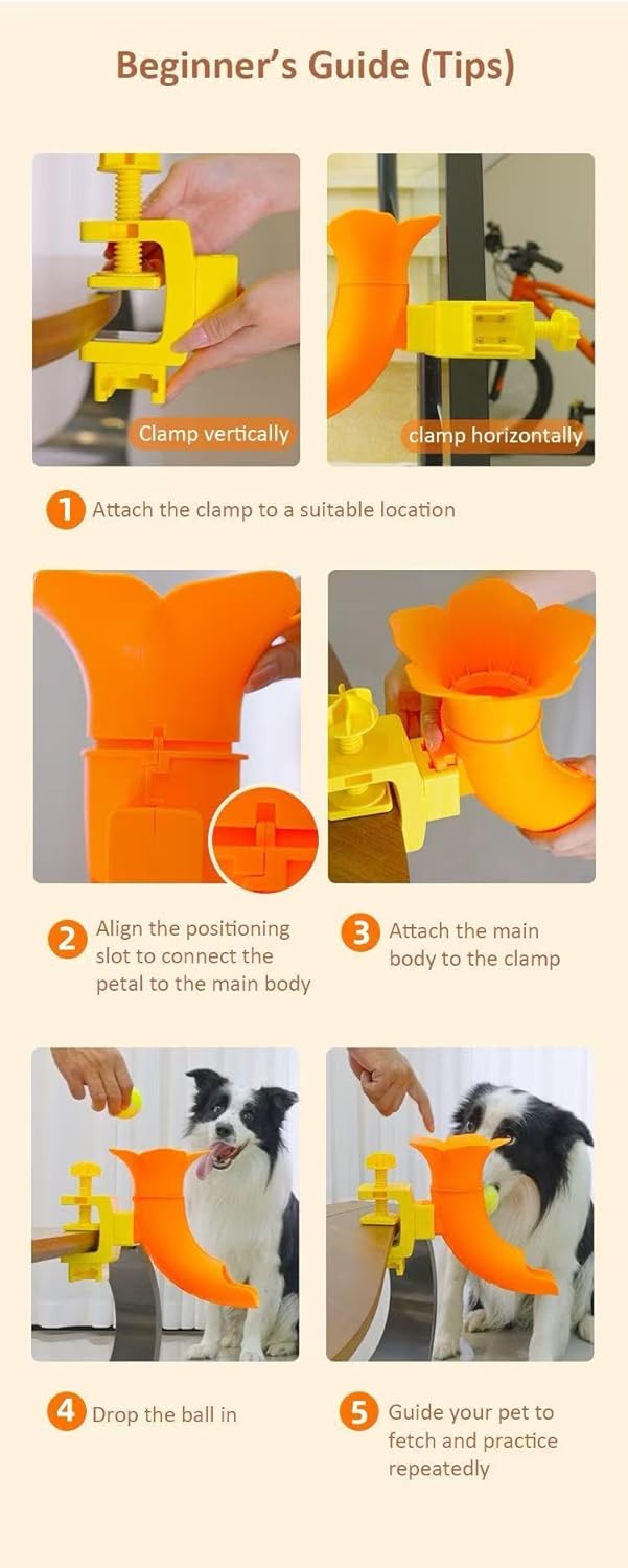 Silent Dog Self-Serving Ball Launcher Bougainvillea Pet Interactive Ball Launcher Durable PP Material Dog Training and Boredom-Busting Tool