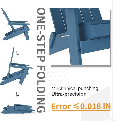 Miniatura 9 de MXIMU Silla plegable Adirondack de plástico resistente a la intemperie, sillas Adorondic de plástico para exteriores para asientos de área de