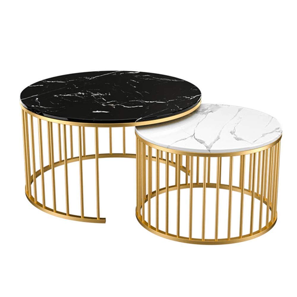 Table d'appoint moderne en marbre et métal doré pour salon élégant