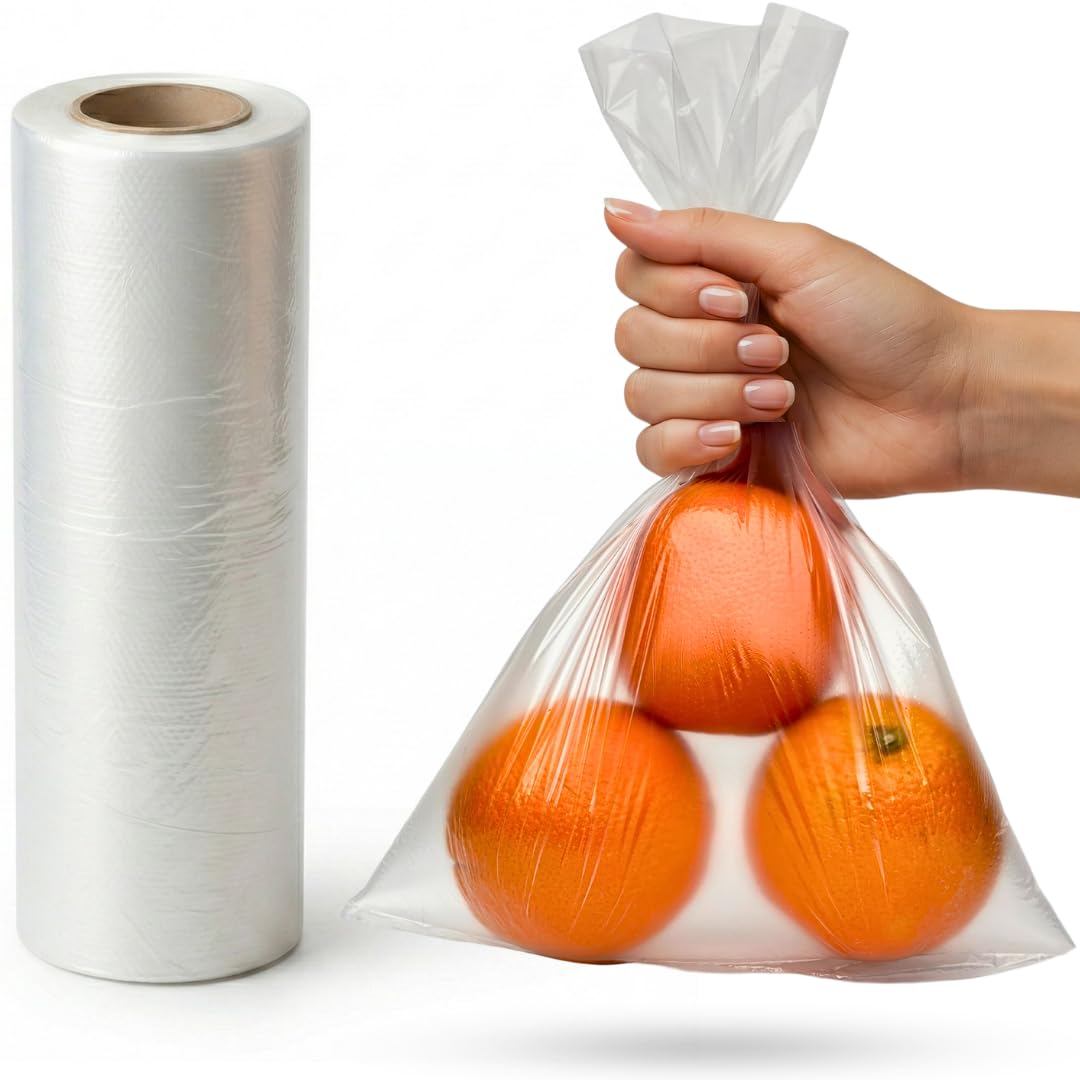 Clear Plastic Food Bags on a Roll, 9 x 14", 2000 Bags Total (4 Rolls x 500 Bags), Fruit & Vegetable, Sandwich, Freezer & Storage Bags