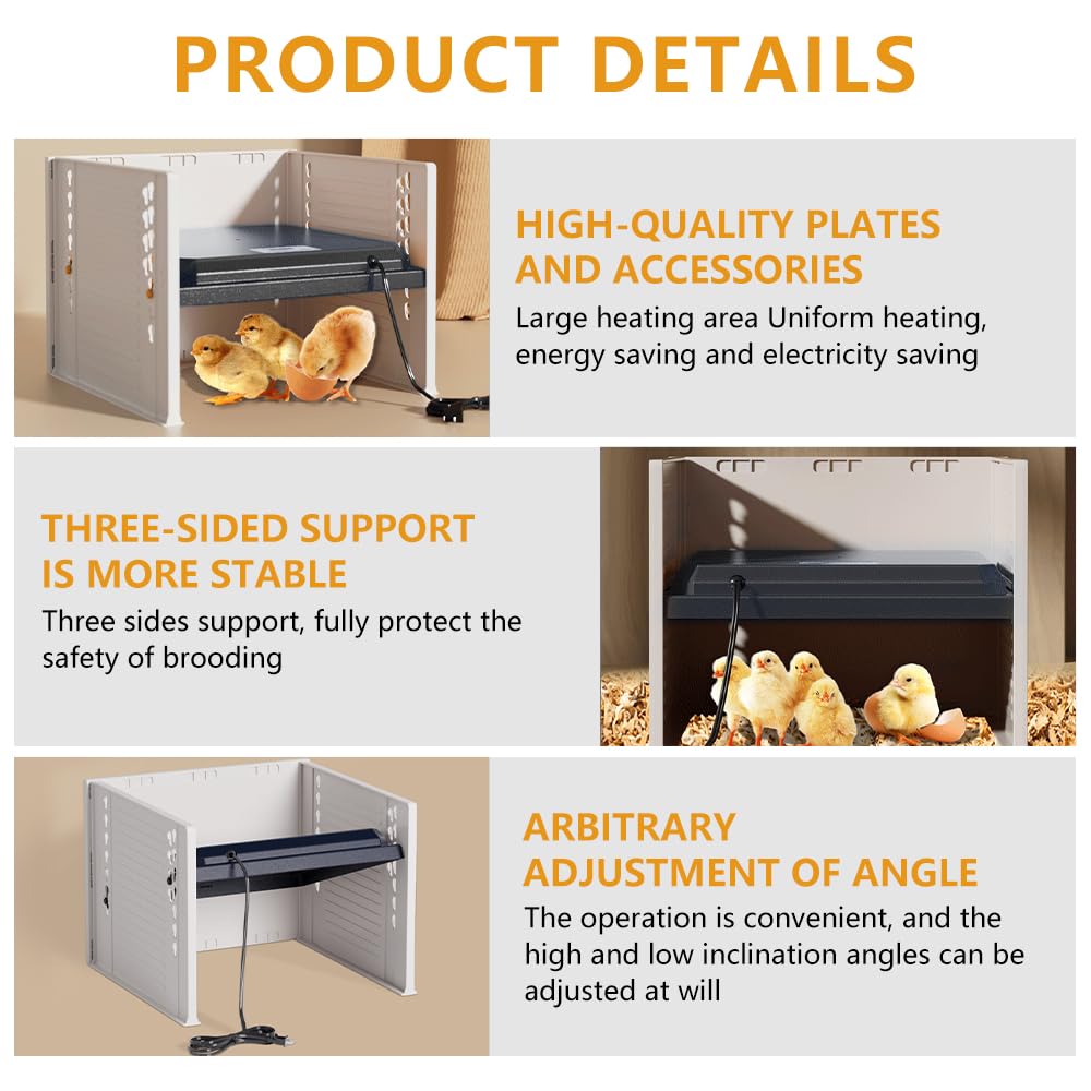 Wärmeplatte Küken, Kükenwärmer Wärmelampe, 25 Watt Küken Brooder Heizplatte für Kükenaufzucht, Einstellbare Höhe Kükenwärmeplatte, Konstante Temperatur und Energieeinsparung für wie Hähnchen