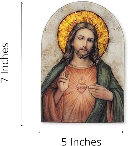 Miniatura 2 de Placa arqueada del Sagrado Corazón de Jesús, decoración de pared cristiana, regalo religioso, 7 pulgadas