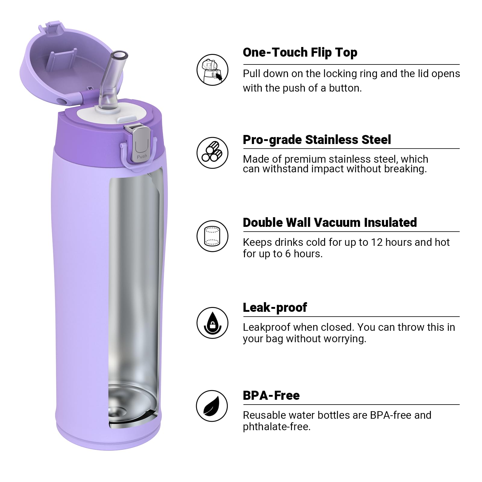 Super Sparrow Borraccia Termica Cannuccia, Borraccia in Acciaio Inox - 350ml, 500ml, 750ml, 950ml - Senza BPA Tazza Borracce Termiche, Bottiglia Termica per Bambini, Scuola, Sportiva