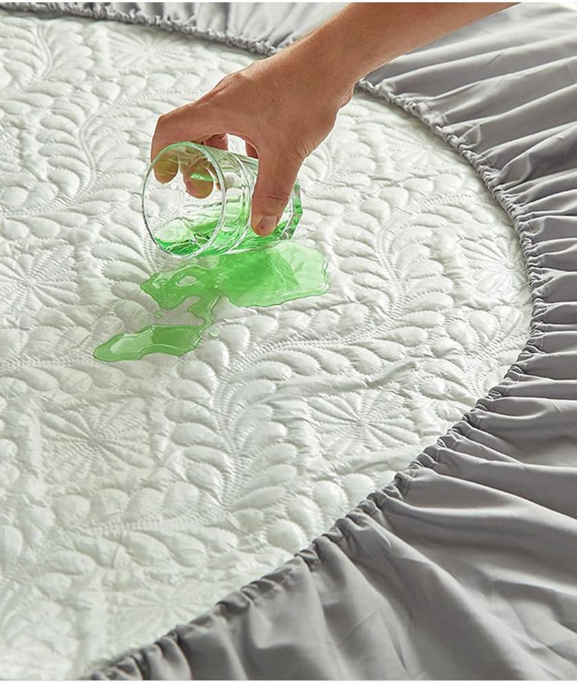 Mattress Cover Waterproof Mattress Protector Full Size Fitted Sheet with Deep Pocket Up to 12'',Breathable Noiseless Soft Mattress Topper Cover (Khaki,47x79inch)