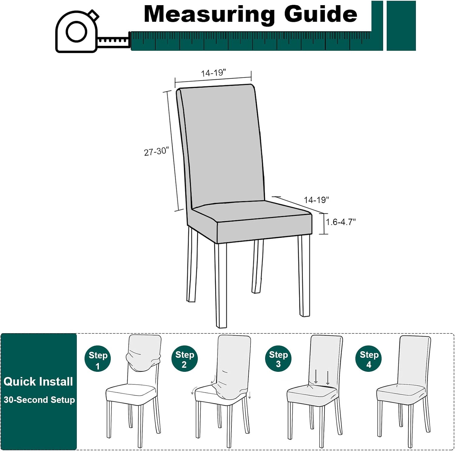 Stretch Velvet Chair Covers for Dining Chairs, Dining Room Chair Slipcovers Set of 6 for High Back Chairs, Kitchen Chair Protector Covers with Elastic Bottom(Dark Green,High Back Set of 6)