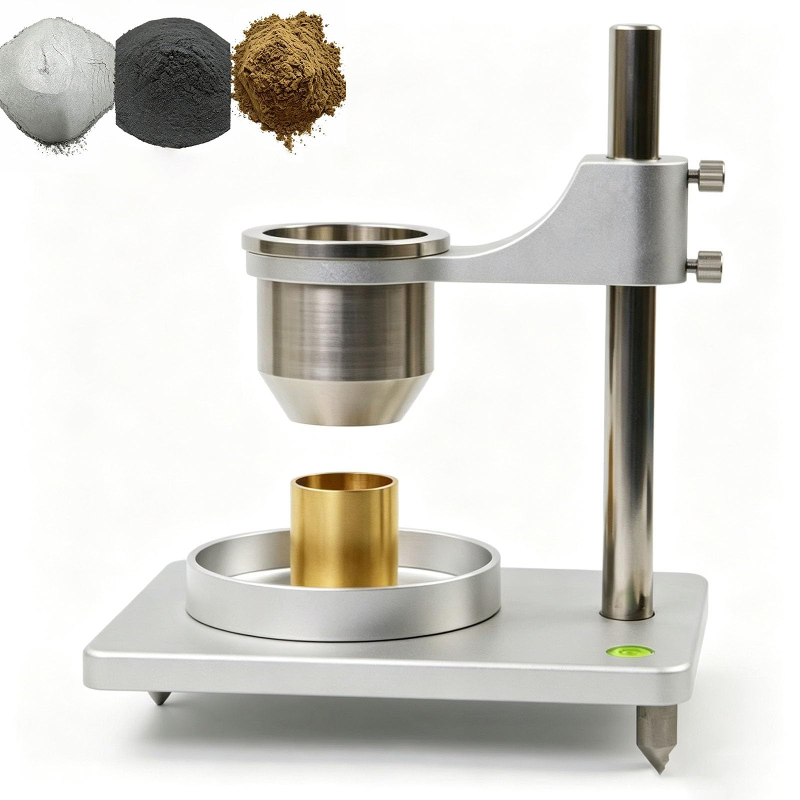 Testeur de débit de poudre avec entonnoir de précision de 0.3 cm et base de nivellement