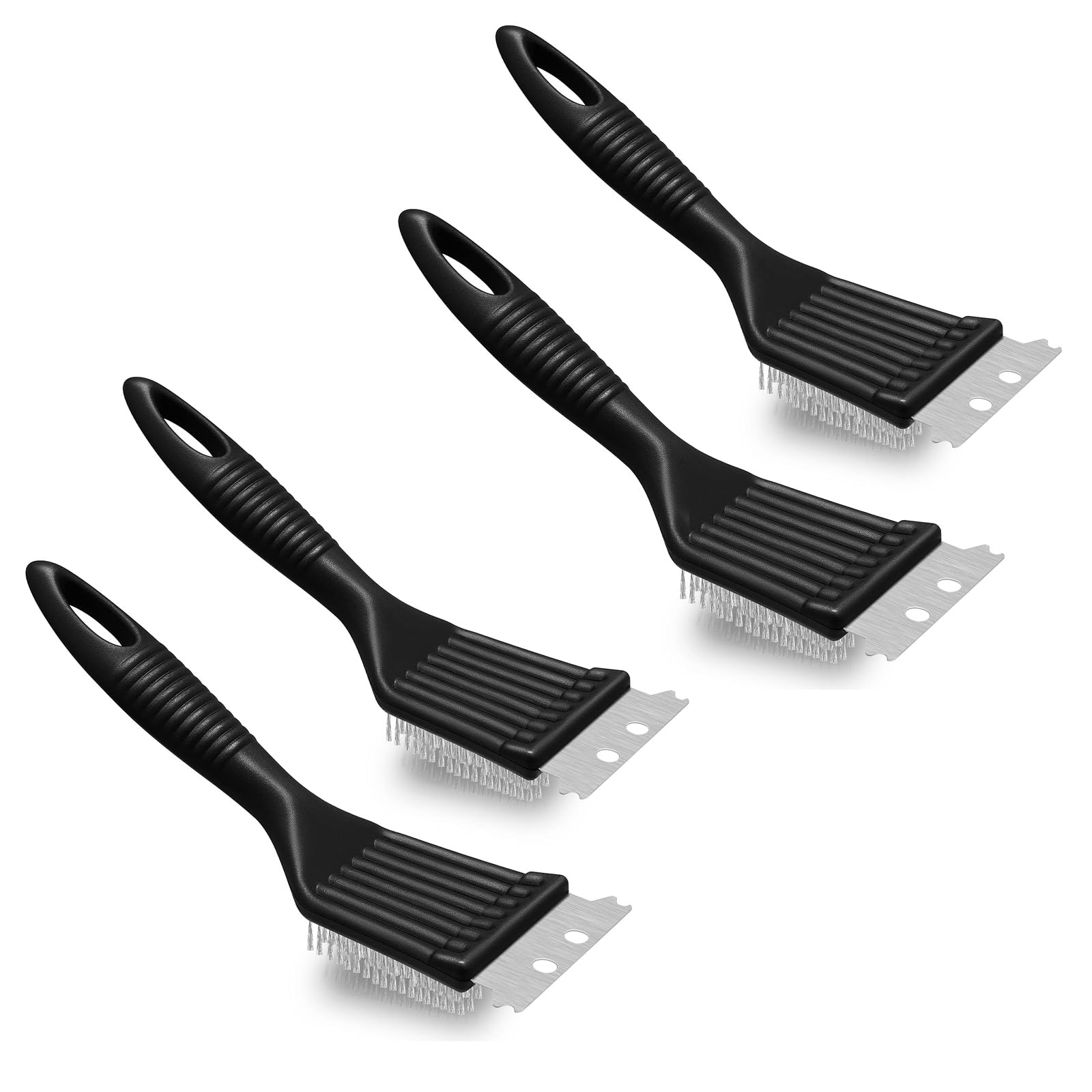 TERRIFI Grill Brush for Outdoor Grill, 4 Pieces 8 Inch Extra Strong BBQ Cleaner Accessories, Grill Grate Brush Cleaner, Heavy Duty Barbecue Grill Cleaning Brush, for Cleaning Grills