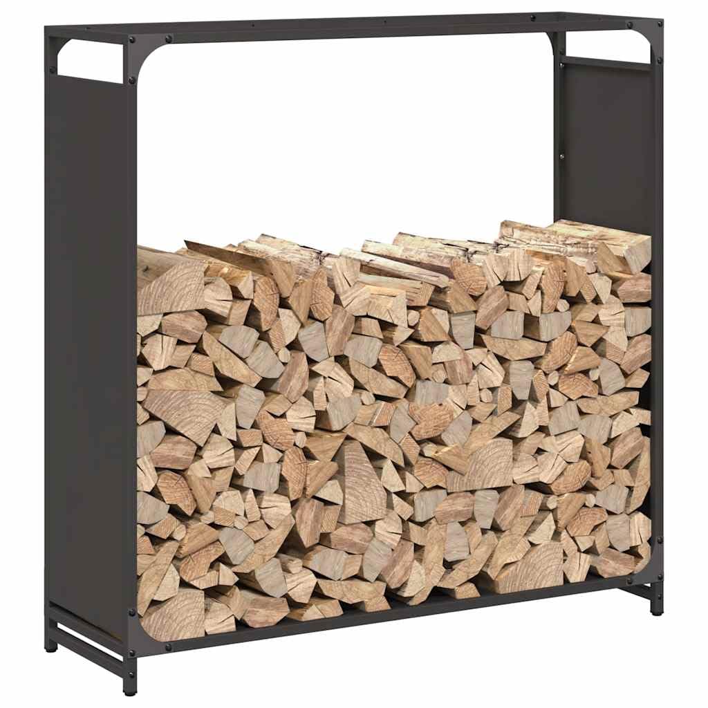 Mangloder Brennholzregal Schwarz aus kaltgewalztem Stahl 90 x 28 x 90 cm, 60 kg Tragkraft, Feuerholz Regal für Kamin, Ofen, Feuerstelle, Wohnzimmer, Indoor Outdoor Aufbewahrung