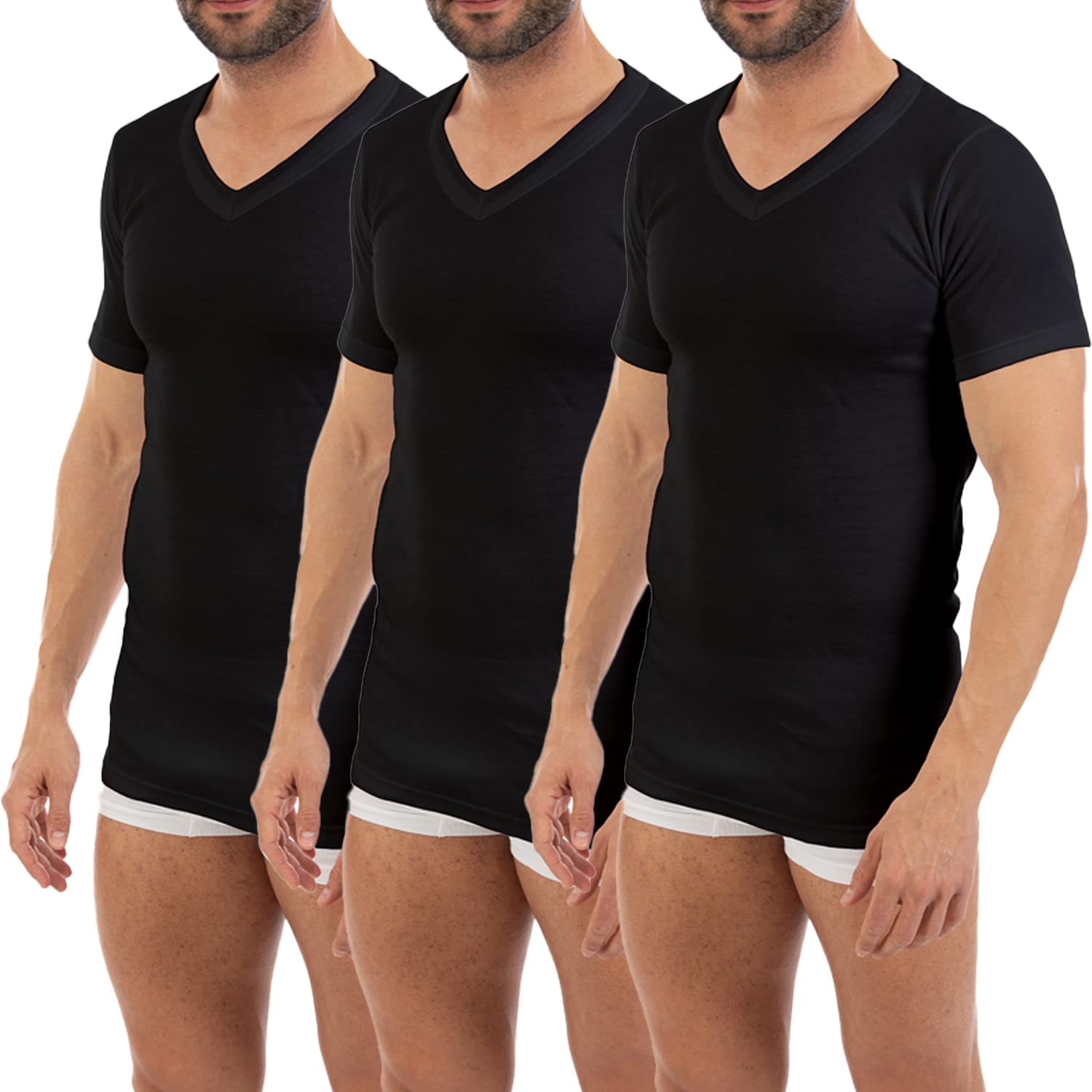 Lacotex Camiseta Interior Termal de Hombre | Camiseta Manga Corta y Cuello Pico Térmica | Confort y Protección Térmica Interior | Pack Ahorro 3 Unidades | Talla 3XL L100VN