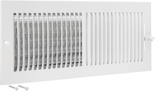 EZ-FLO 10 x 4 Inch (Duct Opening) Air Vent Cover for Wall or Ceiling, Two-Way Ventilation Register, Solid Steel HVAC Register Cover, White, 61609(16 in. x 6 in.)