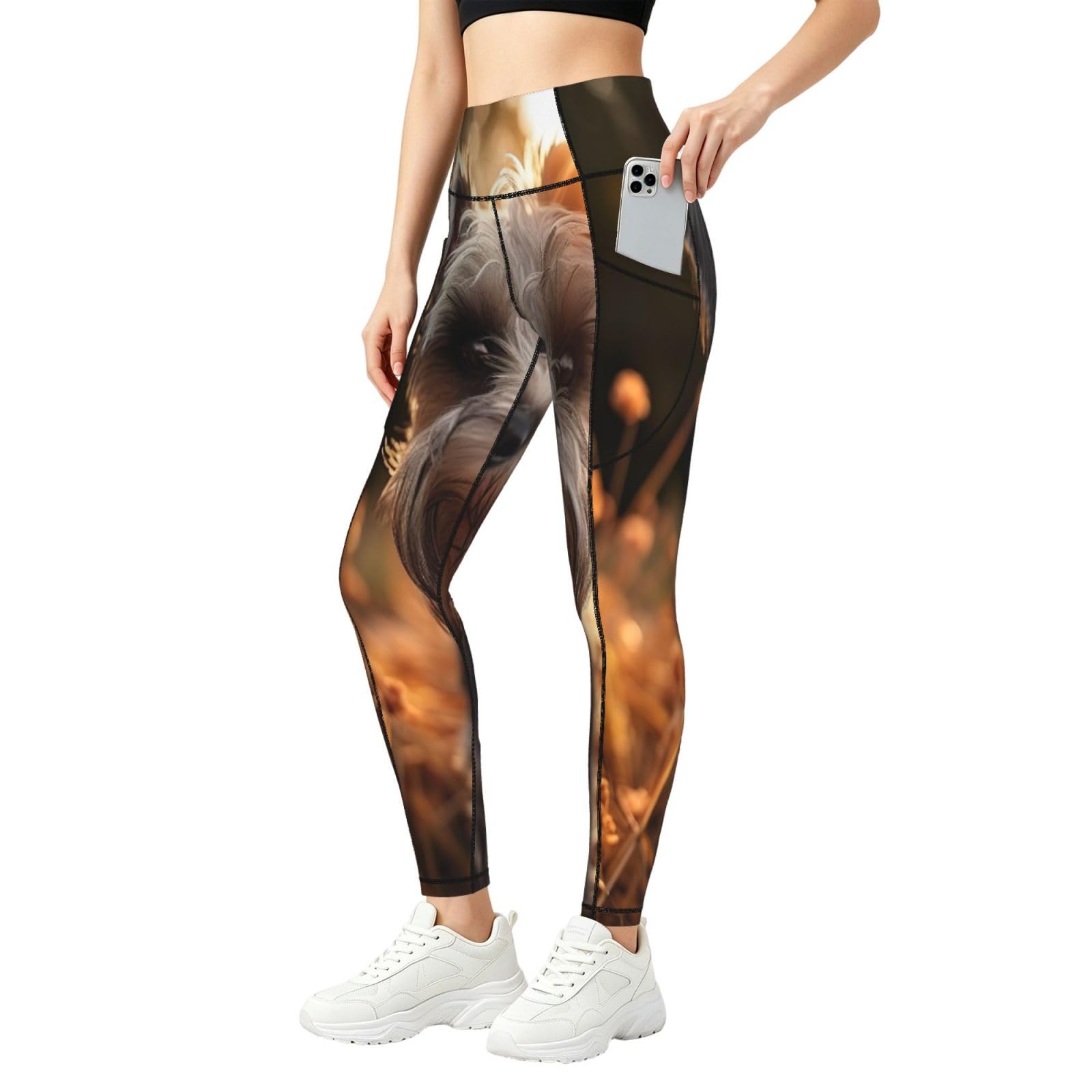 Pantalones de yoga antiefecto transparente para correr con bolsillos 8