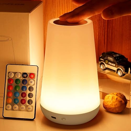 Miniatura 1 de THAUSDAS Lámpara táctil lámpara de noche portátil con control de sensor de mesa con puerto de carga USB rápida luz blanca cálida regulable de 5