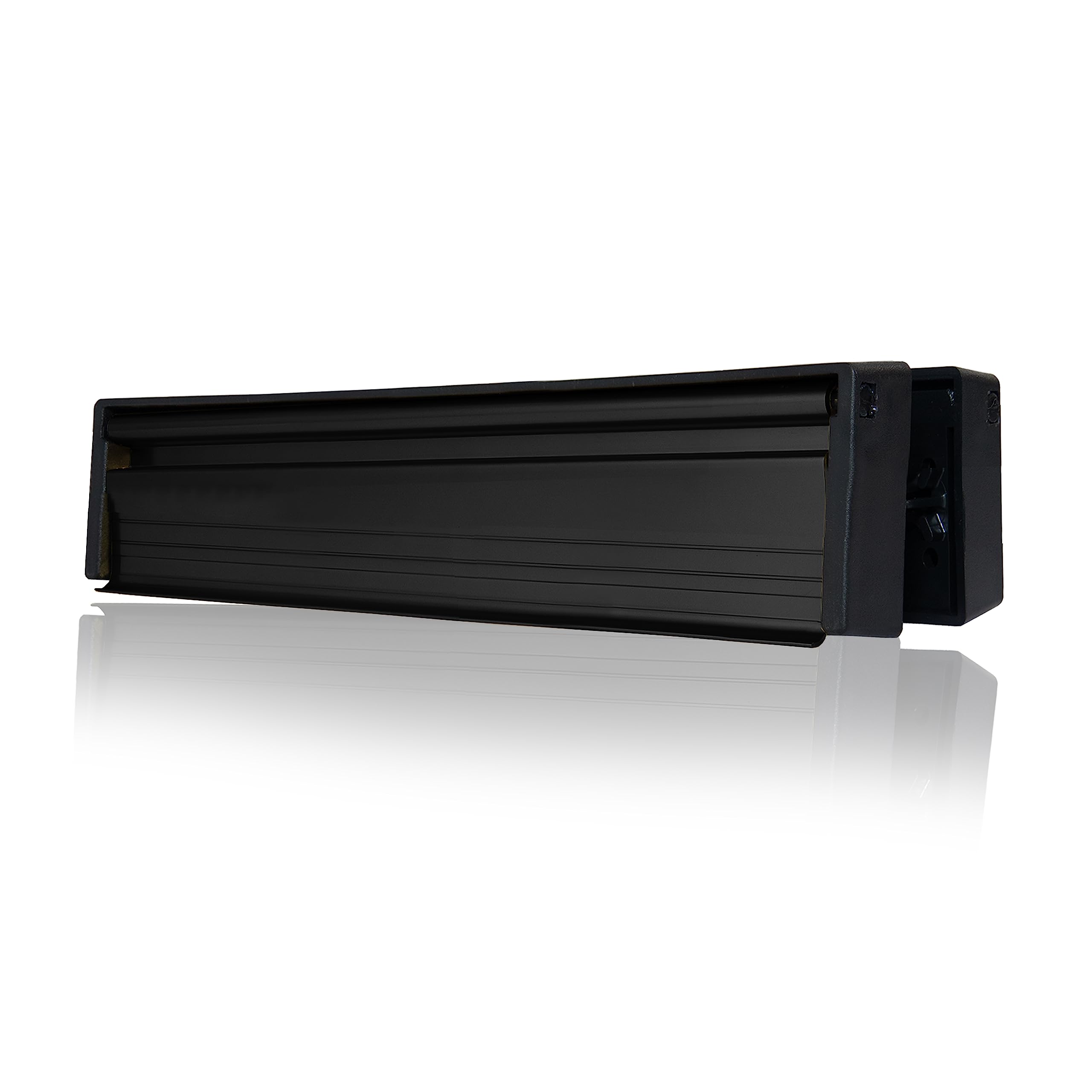 Uap Matt Black Xfort Mailplate Slimline 12" Letterplate Premium Draught Proof Postal Letterbox, Telescopic Sleeved Letter Box For Wooden, Composite And Upvc Midrail Doors With 40-80Mm Door Thickness
